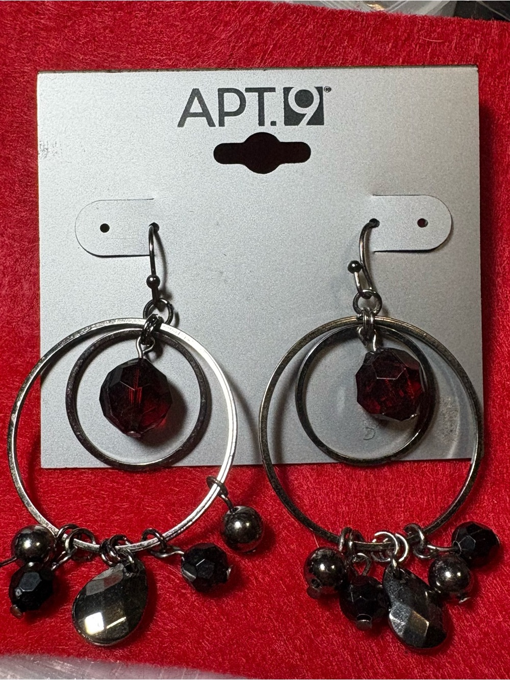 Kohl's Black and Silver Hoop Charm Earrings